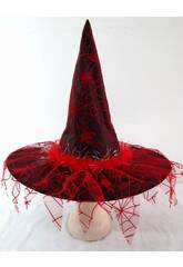 Mütze von Hexe Spinnenwebe Rot