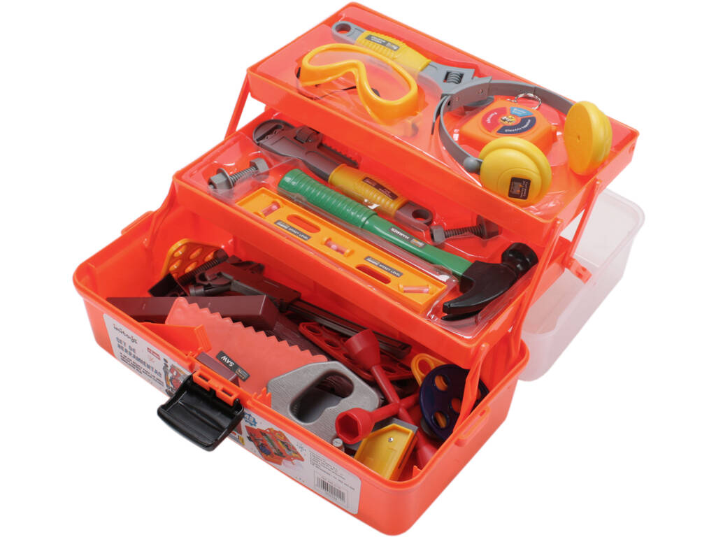 Caja de herramientas de madera y juego de accesorios (45 piezas) - Caja de  herramientas de madera - Caja de herramientas de juguete - Juguetes de
