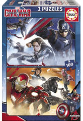 Puzzle Junior 2X100 Capitán América: Civil War 40x28 cm EDUCA 16697