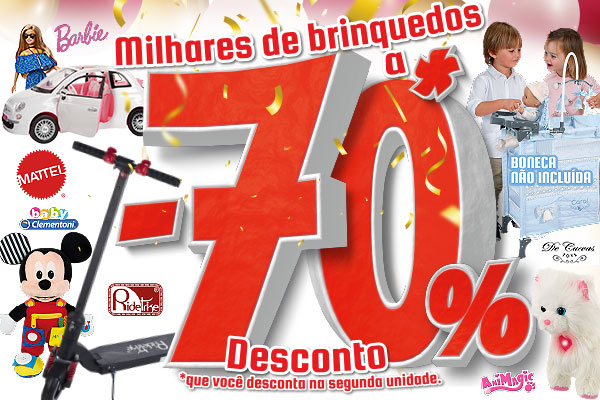 70% de desconto na 2ª unidade