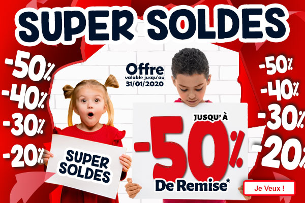 Soldes de 20%, 30%, 40%, 50% dans une grand sélection.