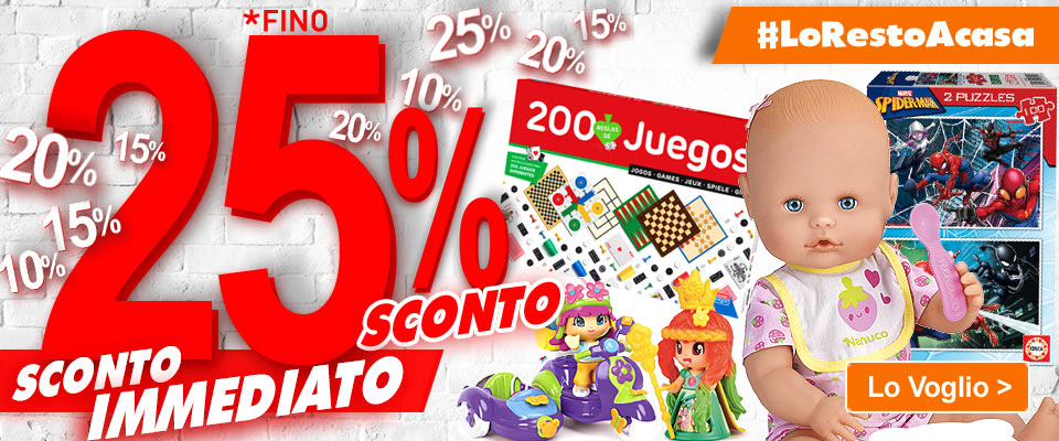 #IoRestoACasa Descuentos directos del 10% al 25% en una selección de artículos.