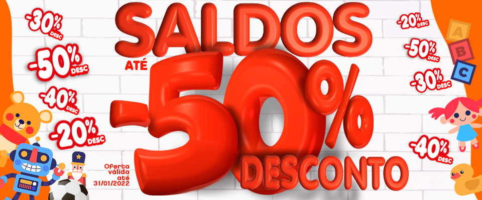 Vendas de 20%, 30%, 40% e 50% em uma grande variedade de brinquedos