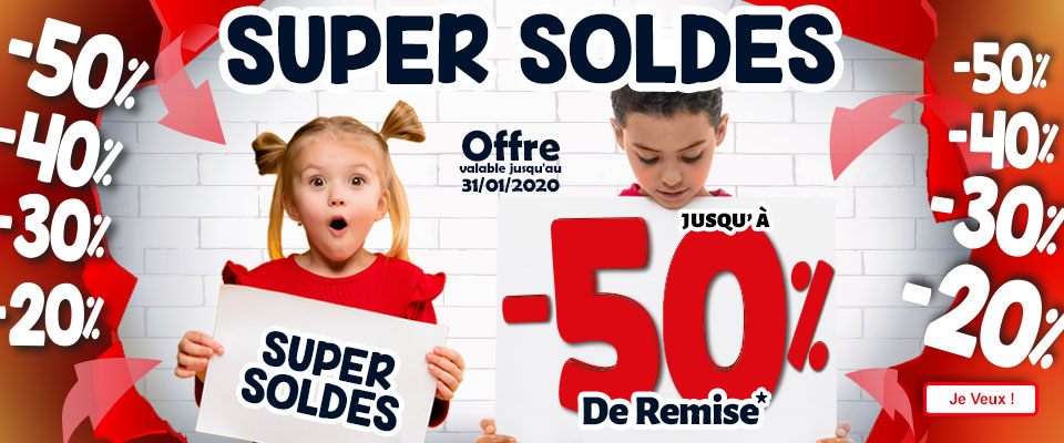 Soldes de 20%, 30%, 40%, 50% dans une grand sélection.