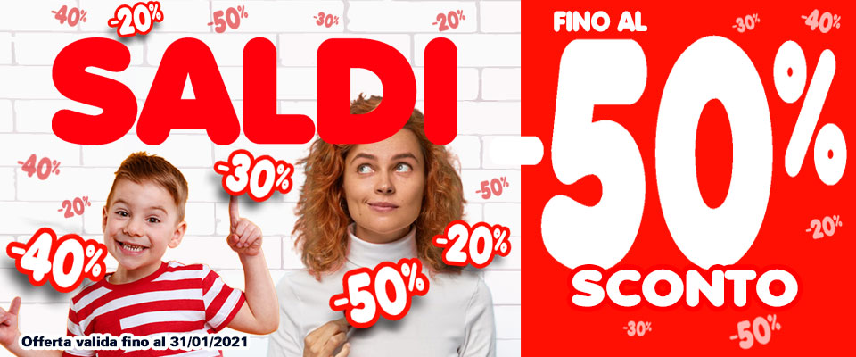 Sconti del 20%, 30%, 40%, 50% negli articoli selezionati